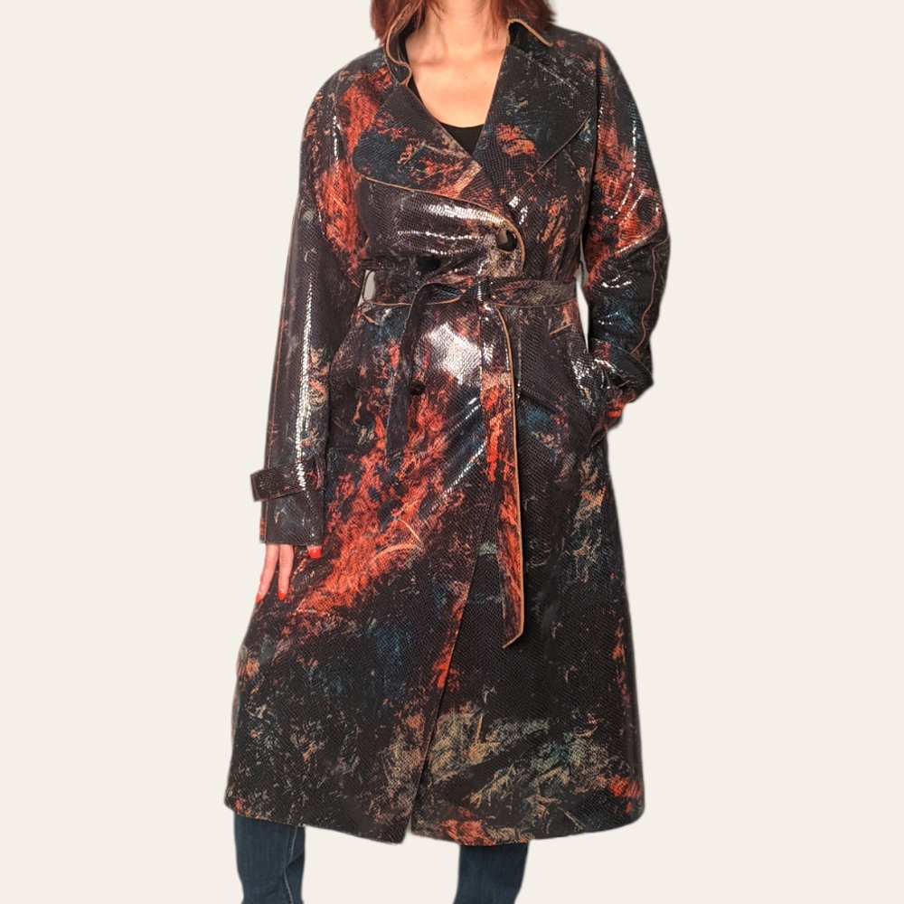 NWT ~ PAPARAZZI BY BIZ Snakeskin Print Trench Coat
